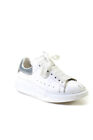 Alexander McQueen Womens Metallic Detail Low Top Sneakers White Leather Size 37