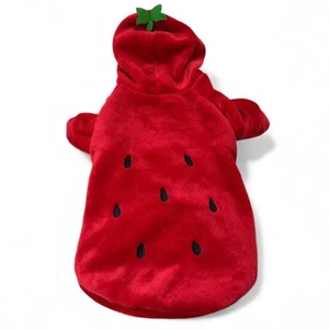 NUEVO Disfraz de Halloween Fresa Perro Sudadera con Capucha Roja Otoño Mascota Cachorro Fruta Cómodo - Imagen 1 de 6