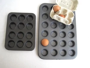 Mini muffin tin 12 bun holes or 24 Heavy duty non stick steel Good condition - Picture 1 of 3