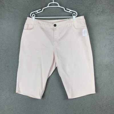 Christopher & Banks Pantalones Cortos Skimmer Mujer 20W Rosa Rayas Calce Relajado tiro Alto Foto 1 de 4