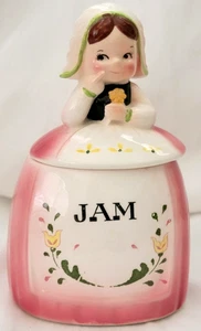 Vintage RARE Norcrest Japan Dutch Girl Kitschy Kitchen Jam Jar 5.5" H - Picture 1 of 15