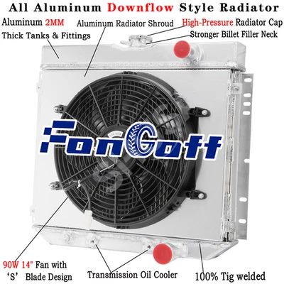 3 Row Aluminum Radiator+Fan+Shroud For 1967~1970,1969 Ford Mustang Falcon V8 Foto 1 de 4