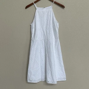 LOFT White Eyelet Sundress Women’s Size 4 Spaghetti Strap A-Line Dress - Imagen 1 de 4
