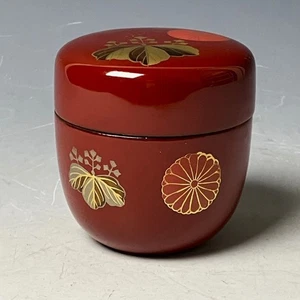 Antique 19thC Japanese Lacquered Makie Natsume Tea Caddy – Gold Makie Design - Picture 1 of 10