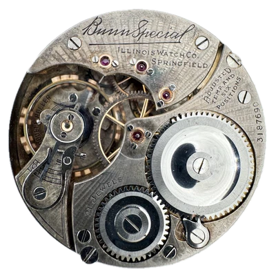 Antiguo Reloj Bolsillo Ferrocarril Illinois 21j 16s 1917 Movimiento Bunn Especial EE. UU. Foto 1 de 2