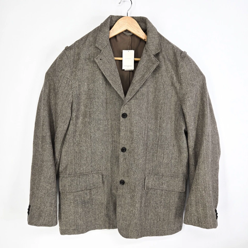 Banana Republic XL X-большой блейзер куртка Sport пальто коричневый елочка твидовая шерсть - Изображение 1 из 4