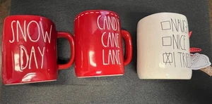 Rae Dunn Holiday Becher Set Snow Day Zuckerstange Lane frech schön rot & weiß 20oz - Bild 1 von 16