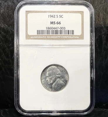 1942-S Jefferson níquel NGC MS66 - Imagem 1 de 2