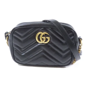 Bolso de hombro GUCCI GHW GG Marmont para cámara 448065 cuero de becerro negro - Imagen 1 de 11