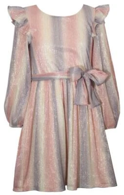 NEW Bonnie Jean Girls Size 14 "BLUSH GRAY GOLD" Metallic Ombre Boudre Dress NWT - Image 1 of 3