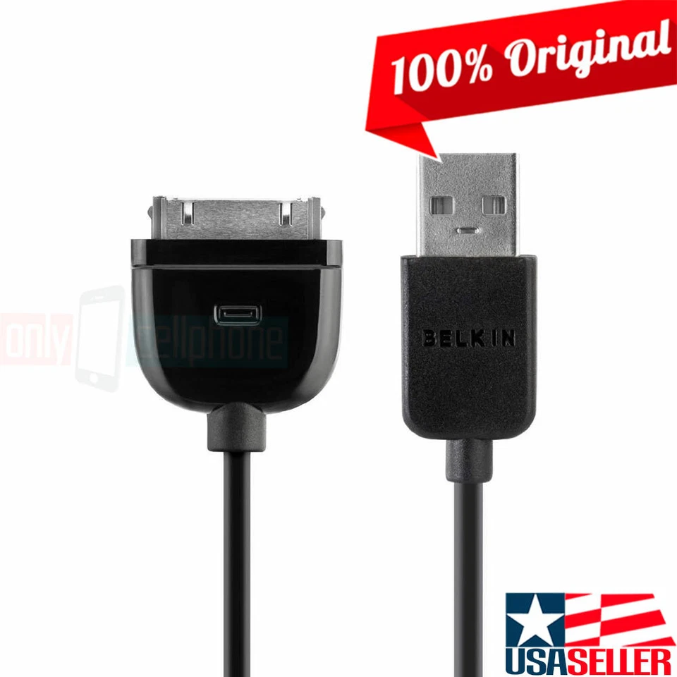 Original BELKIN USB to Apple 30-Pin Data Sync/Charger Cable for iPad 1st Gen - Image 1 of 2