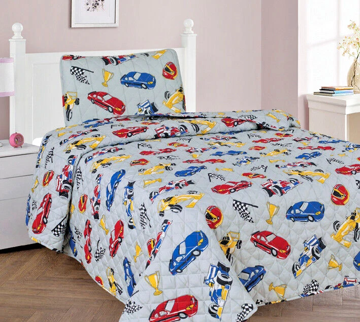 JUEGO DE CAMA COLCHA ACOLCHADA ESTAMPADA MICROFIBRA SÚPER SUAVE NIÑOS ADOLESCENTES 2/3 PIEZAS  Foto 1 de 1