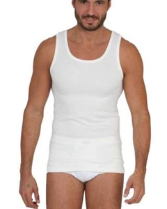 Intimo 2D Canotta Da Uomo In Lana E Seta Spalla Larga Bianco O Nero - Foto 1 di 1