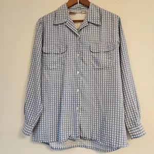 De Colección Jacqueline Ferrar 100% Seda Abotonada A Cuadros Azul Talla 8/M Clásico Retro - Imagen 1 de 18