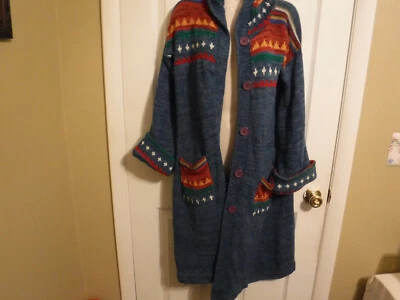 MFR De Colección Años 70 Salto para Charley Hippie Boho Largo Suéter Chaqueta Talla Med Foto 1 de 4