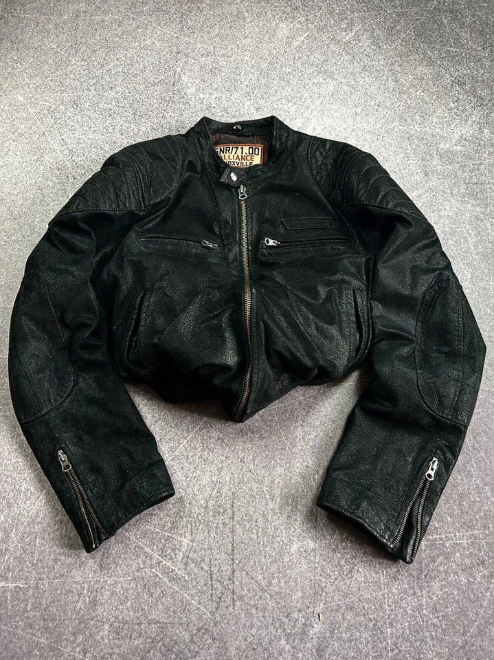 Chaqueta de Cuero Kanye Recortada Estilo Japonés De Colección Y2K Foto 1 de 4