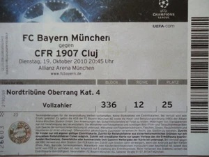 TICKET UEFA CL 2010/11 Bayern München - CFR 1907 Cluj - Picture 1 of 1