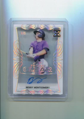 2021 Leaf Trinity Clear Autographs Spectrum Silver Benny Montgomery RC Auto 4/5 - Image 1 of 2