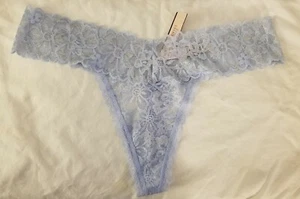 NEW Victoria Secret Blue Lace Thong Size L - Picture 1 of 2