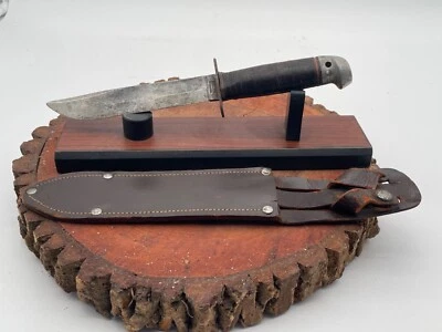 Vintage Western Baby Shark Fighting Knife leather handle w/sheath-43.25 - Image 1 of 4