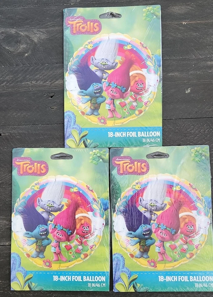 Trolls 18" Lámina Fiesta Globo Decoración Lote De 3 Foto 1 de 1
