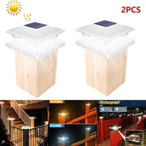 2Pcs Solar Post Cap Lights For 4x4 6x6 Outdoor Waterproof LED Deck Fence Light. - Picture 1 of 9