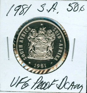 1981 SOUTH AFRICA 50 CENTS ULTRA FINEST PROOF DCAM 99 CENTS SHIPPING . - Picture 1 of 2