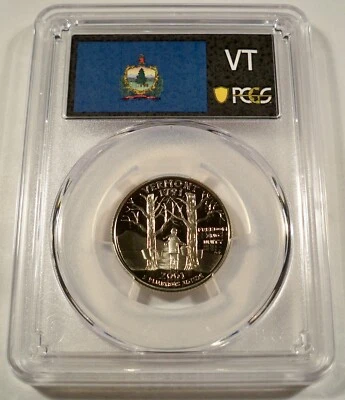 2001-S 25c CLAD PCGS PR70DCAM VERMONT QUARTER PROOF DEEP CAMEO PR 70 DC - Image 1 of 3