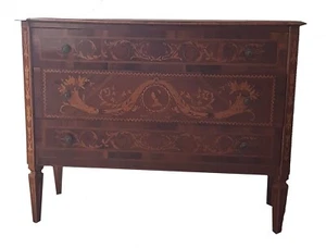 COMò CASSETTONE CREDENZA INTARSIATA STILE LUIGI XVI MERLIN ITALIA - Foto 1 di 8