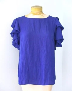 Lilly Pulitzer purple silky chiffon boxy top blouse layered ruffle sleeves M - Picture 1 of 6