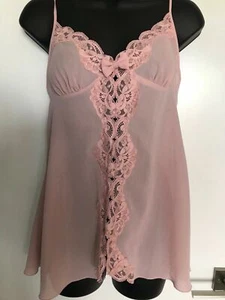 Victoria's Secret Lingerie Pink Satin Lace Frilly Vintage Nightie Top Size P - Picture 1 of 5