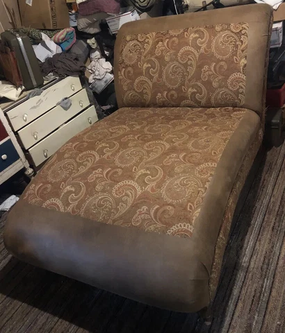 Antique Fainting Couch Sofa Chaise Upholstery & Fabric w/ Matching Pillow Cover