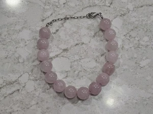 Bracciale o cavigliera in argento sterling con perline di quarzo rosa 8-10" - Foto 1 di 3