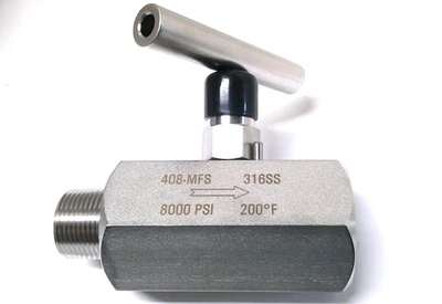 Игольчатый клапан 1 дюйм штекерный x гнездовой NPT 8000 фунтов на квадратный дюйм нержавеющая сталь, NOSHOK L2792 - Изображение 1 из 4