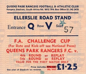 TICKET: QPR v Notts County (FA Cup) 1974/1975 - Imagen 1 de 1