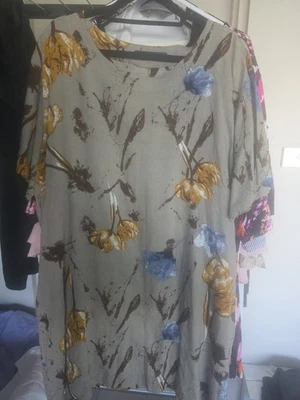 Cool Cotton Dress Short Sleeves Floral Size 3 XL - image 1 of 4