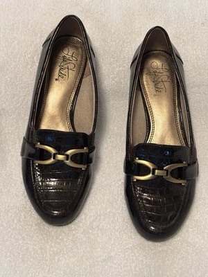 Mocasines de lujo LifeStride Dempsey Gator para mujer marrón talla 5M clásicos preppy Foto 1 de 4