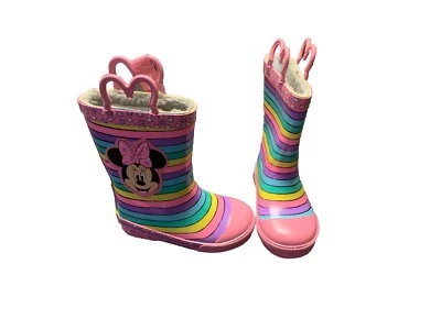 Western Chief Minnie Mouse Boots 女孩 尺寸 7/8 皮草衬里 雨粉色 — 第 1/4 张图片