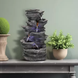 Rockery Waterfalls Indoor Water Fountains Office Table Desk Zen Resin Decor - Picture 1 of 9