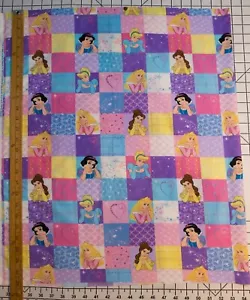 Disney Princess Patchwork Squares Cotton Fabric OUT OF PRINT 26" x 44/45 - Picture 1 of 3