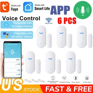 6 PCS Wireless Wifi Alarm Sensor Security System Smart Door Window Google Alexa - Picture 1 of 20