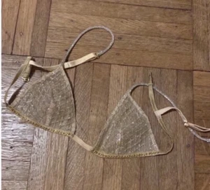For Love And Lemons Gold Glitter Bra XS - Picture 1 of 8