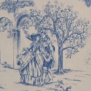 Tela Toile de Jouy | Azul Aimee | 100% Algodón | Directo de Francia - Imagen 1 de 5
