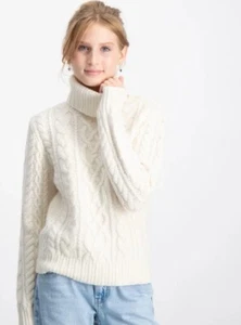Ralph Lauren Aran-Strickpullover mit Rollkragen Wolle Kaschmir Gr.L Gr.152 weiß - Bild 1 von 13
