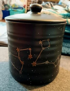 Stay Wild Moon Child Black Boho Constellation Stars Ceramic Jar Cannister w/ Lid - Picture 1 of 4