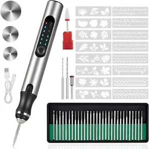 USB Rechargeable Cordless Engraving Pen with 37 Bits for DIY Jewelry Wood Glass - Picture 1 of 6