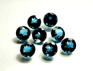 Natural London Blue Topaz 6mm Round Faceted Calibrated Size Loose Gemstone 5 Pc - Picture 1 of 7