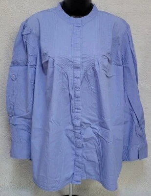 Liz Claiborne Womens Shirt Top Blouse Size 1X Bluish Purple Striped - Image 1 of 4