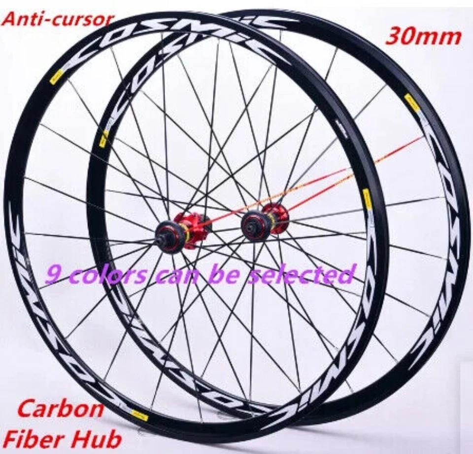 700c Road Bike Wheelset Carbon Fiber Hub Bearing Straight Line V / C Brake 30mm - Image 1 of 4
