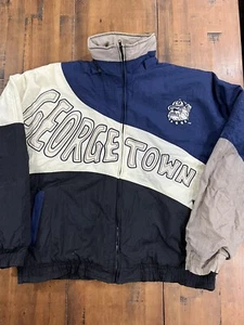 VTG Georgetown Hoyas Tank Boss Mens L Script Logo Jacket Coat NCAA PUFFER - Picture 1 of 5